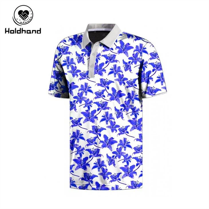 Mens Golf Polo Shirts HIGH QUALITY Custom Multicolor Flower Style Design Made in China